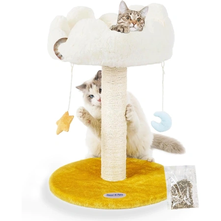 cat scratching post with bed.webp